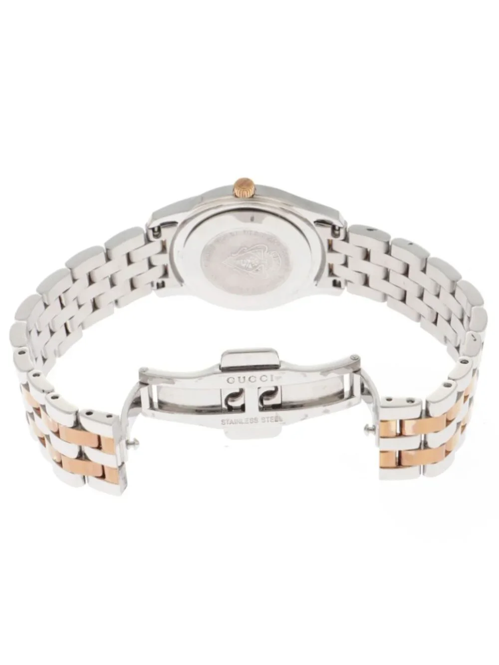 Gucci G-Class Quartz Stainless Steel Pink Gold Plated Shell Watch